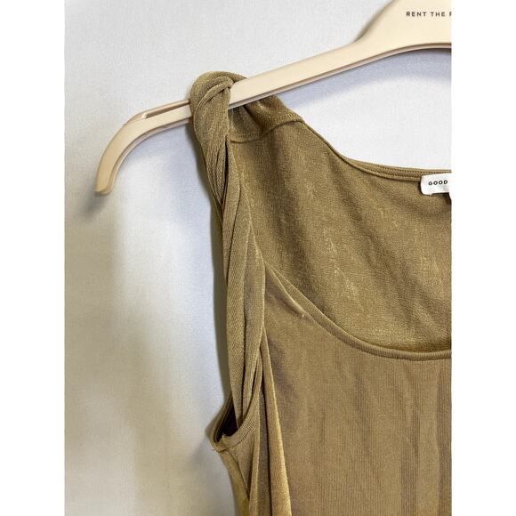 GOOD AMERICAN NEW Twisted Shoulder Sweater Tank Pale Gold Plus Size 5 2XL - Picture 2 of 7